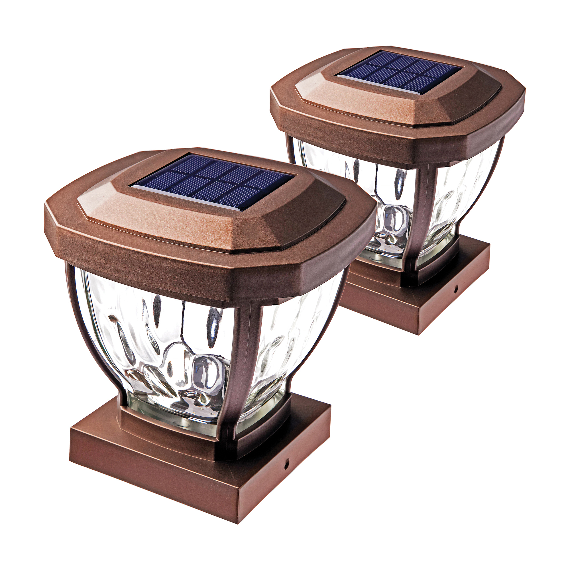 Home Zone Security, 12-Lumen-Each 4 x 4 Solar LED Post Cap Lights, Color Brown, Included (qty.) 2 Model# ELI1403V